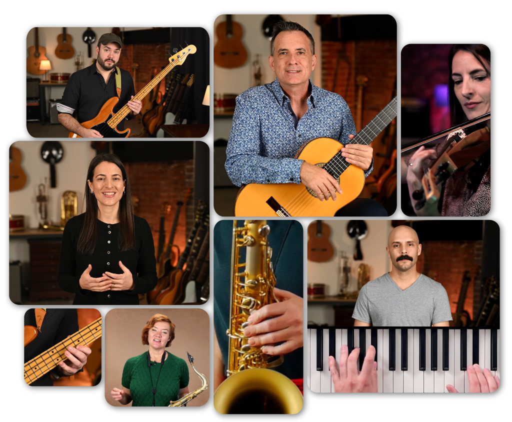 IFR music instructors — a diverse team of guitarists, bassists, saxophonists, violinists, pianists, and vocalists who teach improvisation for all instruments